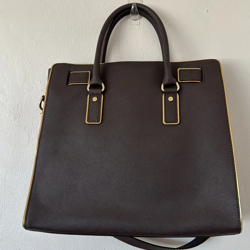 NWT MK BROWN Large Brown Bag w/Gold Trim and Chain Strap-Hamilton Speccio - Picture 4 of 11